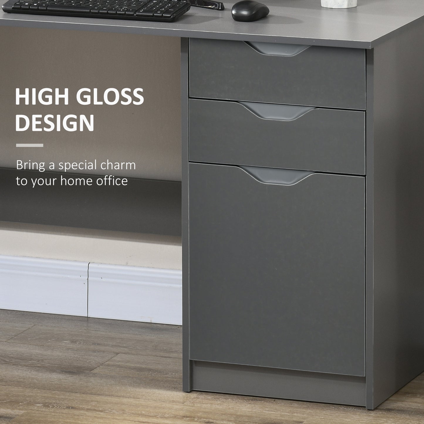 Computer Desk W/ Drawers Modern Writing Workstation for Home Office Study