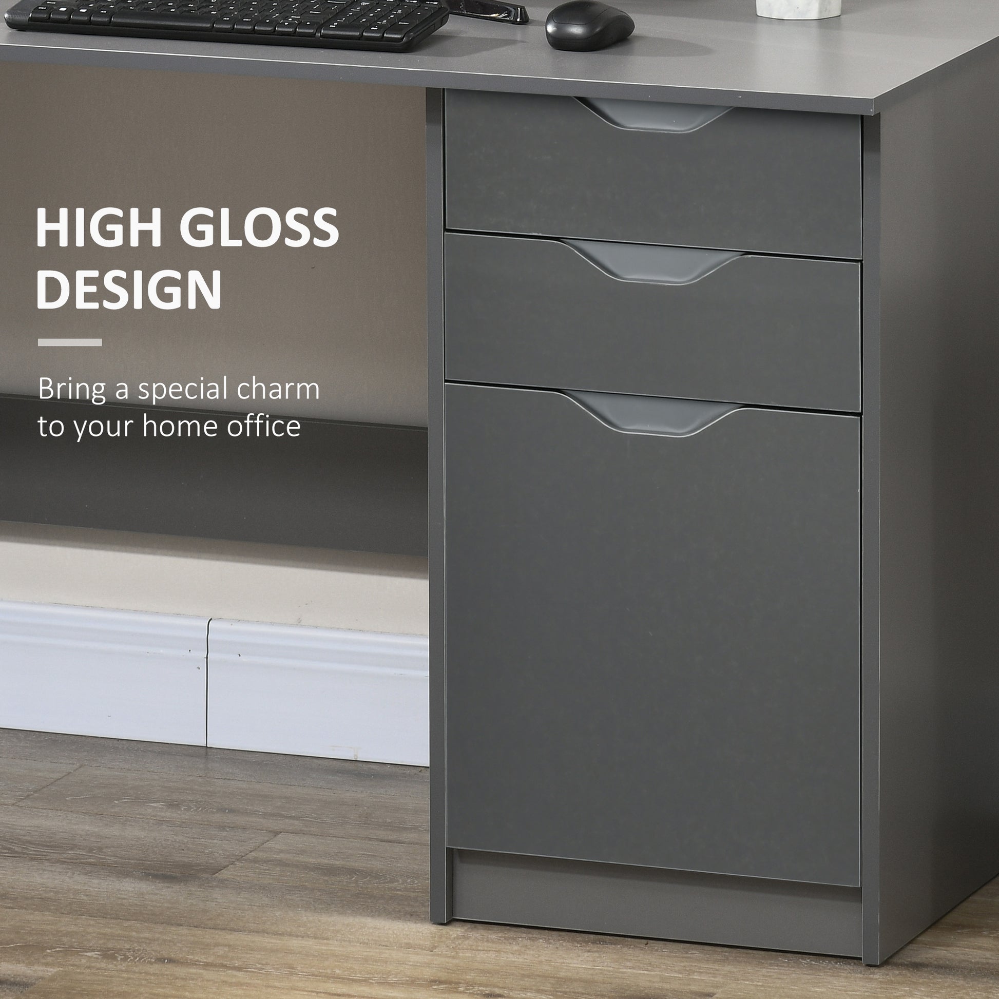 Computer Desk W/ Drawers Modern Writing Workstation for Home Office Study