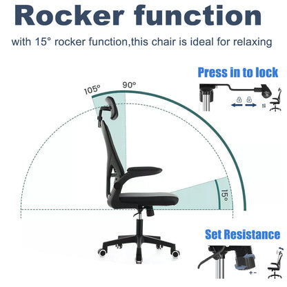 Mesh Office Chair Ergonomic 360° Swivel Lift Computer Desk Adjustable Height UK