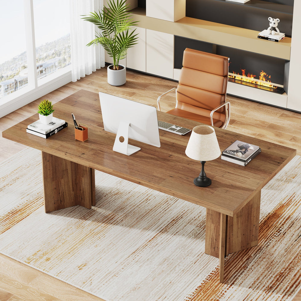 Wooden Walnut Finish Office Desk – 160 cm