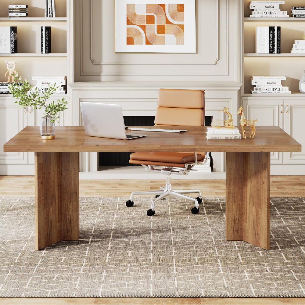 Wooden Walnut Finish Office Desk – 160 cm