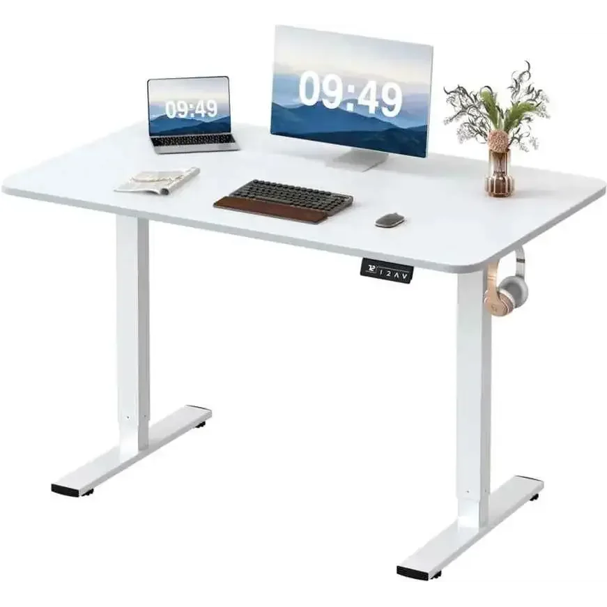 White Electric Standing Desk with Memory Presets and E1 Grade Desktop - Ergo Heights