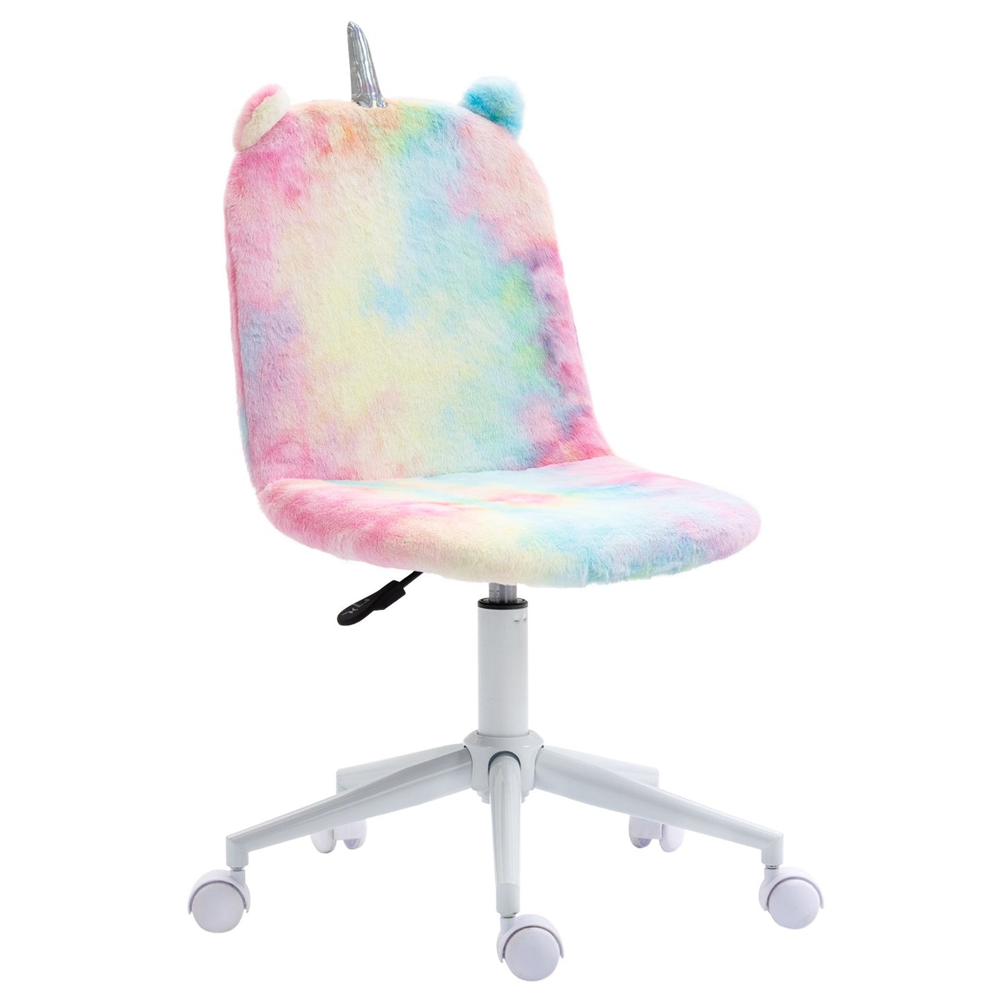 Fluffy Unicorn Office Chair with Swivel Wheel, Cute Desk Chair, Rainbow