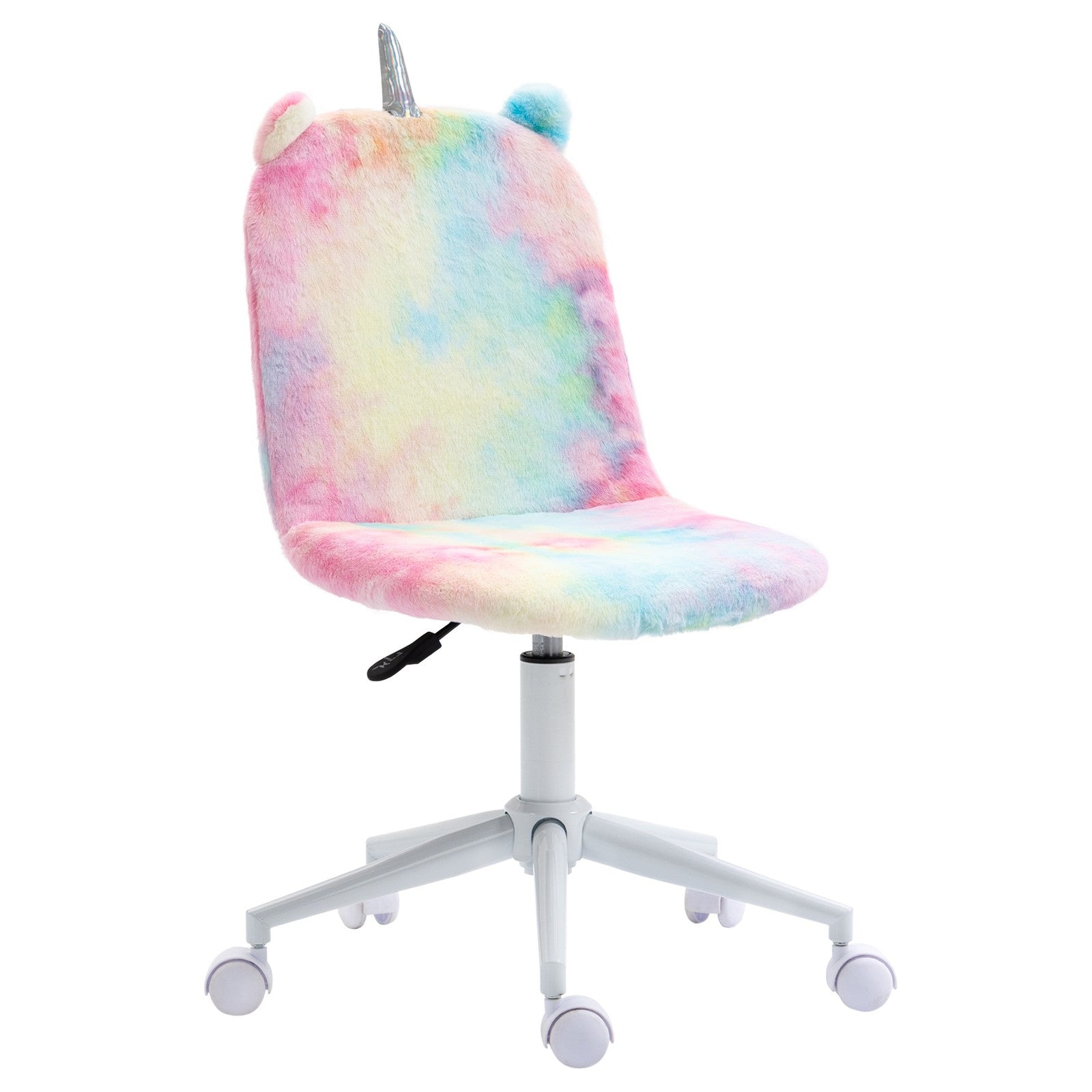 Fluffy Unicorn Office Chair with Swivel Wheel, Cute Desk Chair, Rainbow