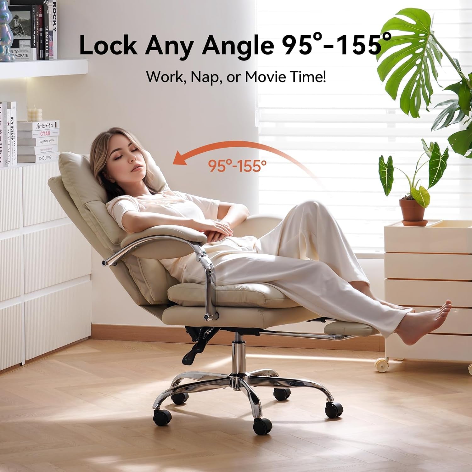 Office Chair with Footrest Reclining Desk Chair with Lumbar Support