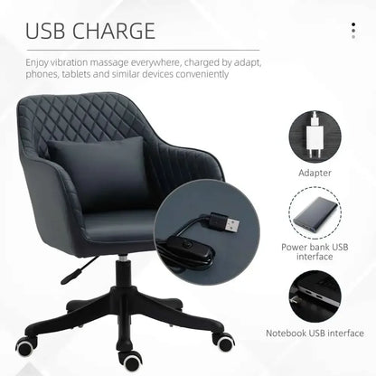 Rechargeable Massage Office Chair with Vibration Wheels - Ergo Heights