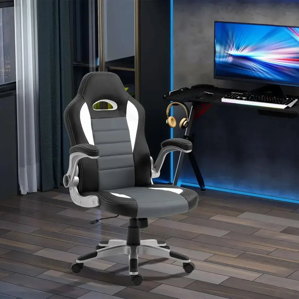 Racing Gaming Chair Height Adjustable Swivel Chair with Flip up Armrests - Ergo Heights