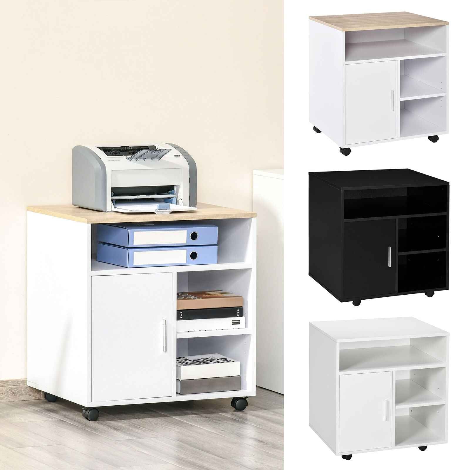 Multi-Storage Printer Unit Office Organisation 5 Compartments Wheels - Ergo Heights