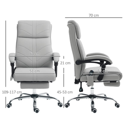 Office Chair with 4 Point Vibration Massage and Heat, Footrest, Light Grey