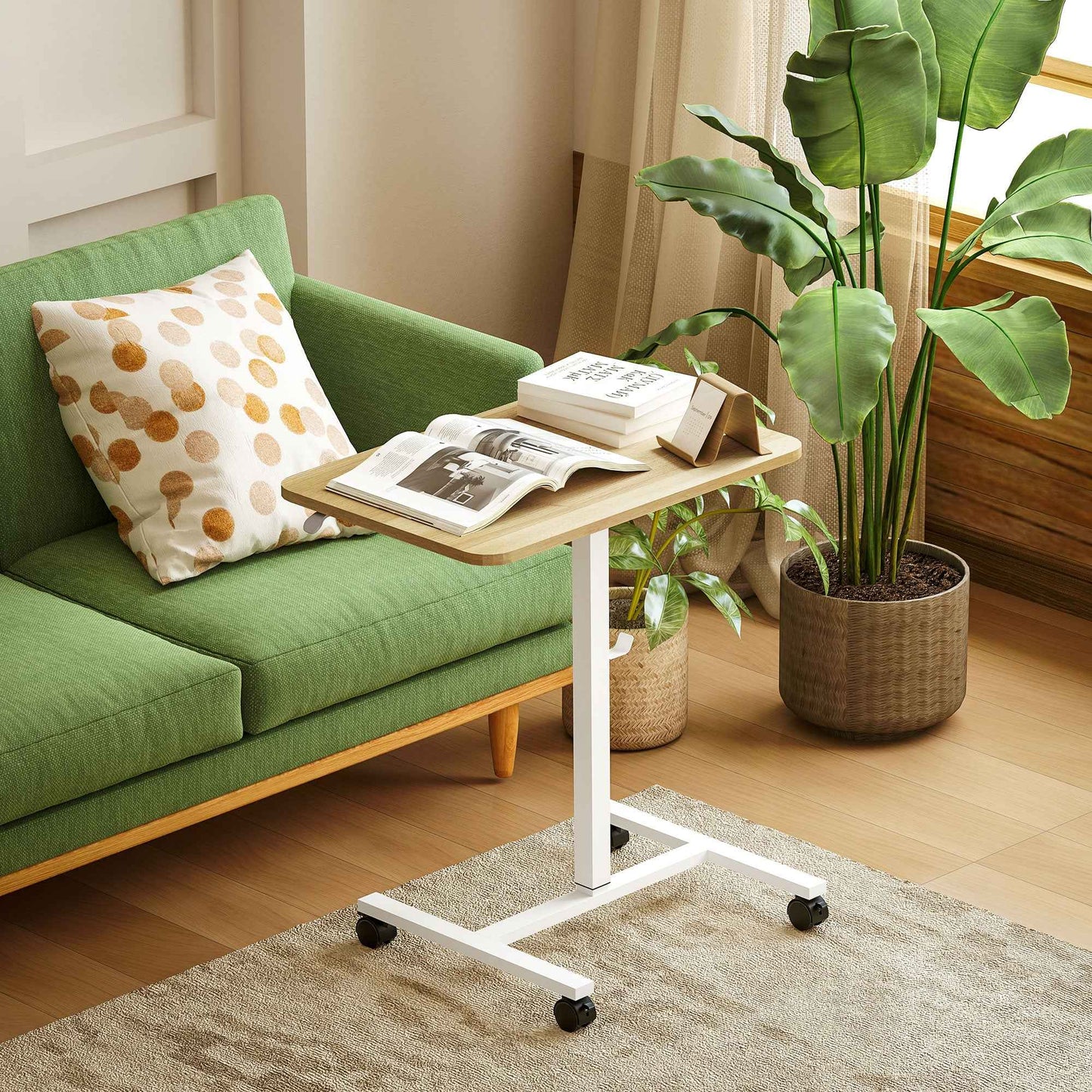 Pneumatic Adjustable Standing Desk with Wheels & Hook - Ergo Heights