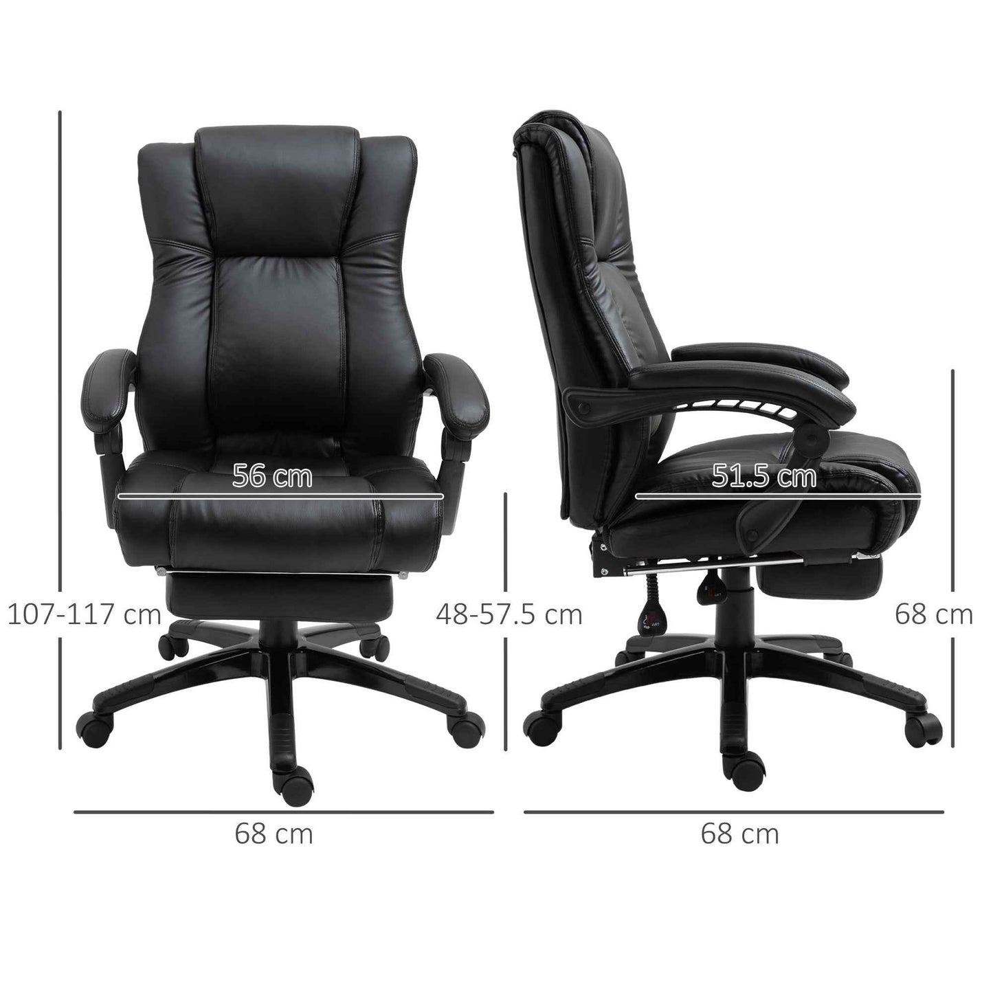 PU Leather Executive Office Chair with Foot Rest - Ergo Heights