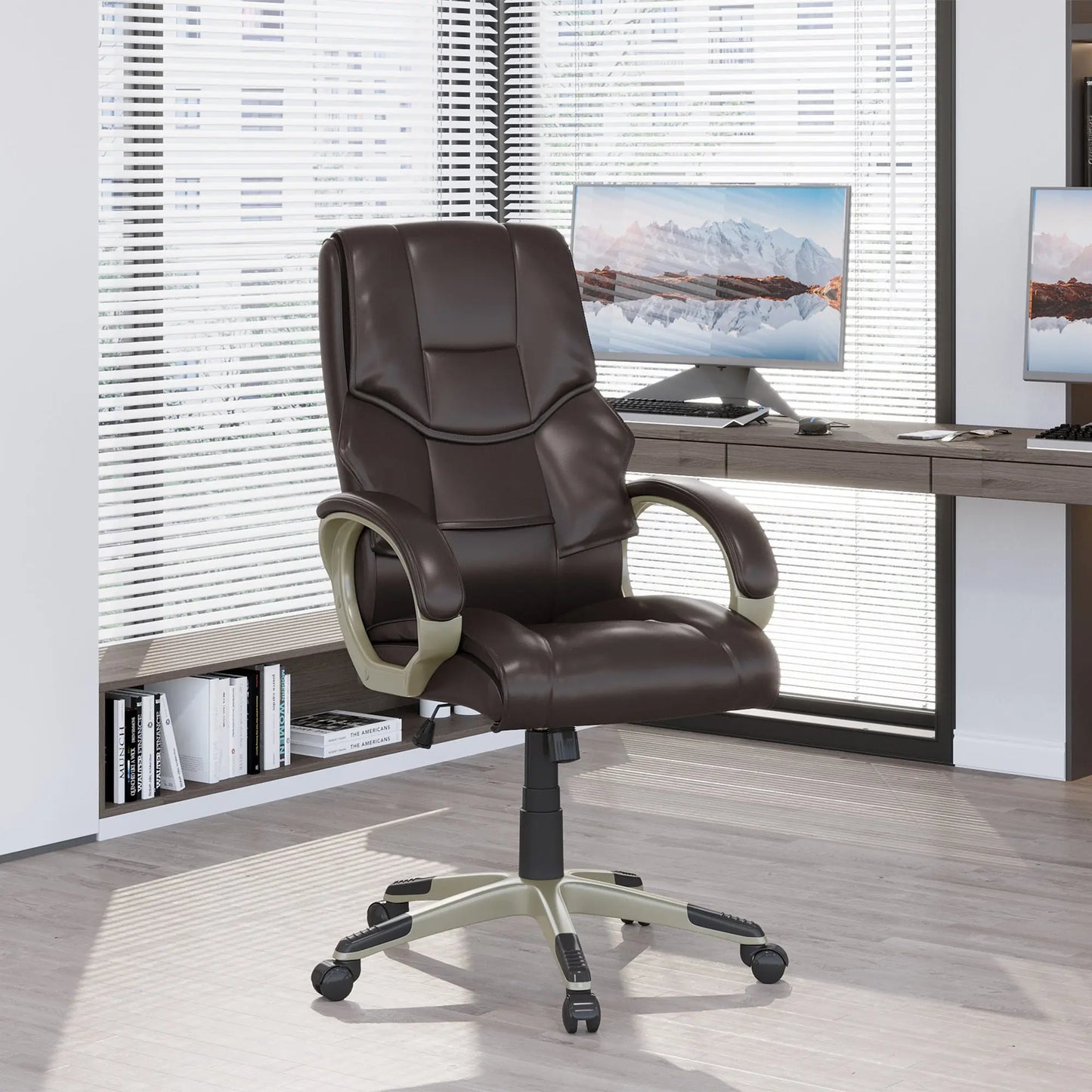 Executive Computer Office Desk Chair High Back Faux Leather Swivel Chair