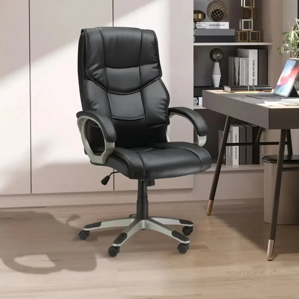 Executive Computer Office Desk Chair High Back Faux Leather Swivel Chair - Ergo Heights