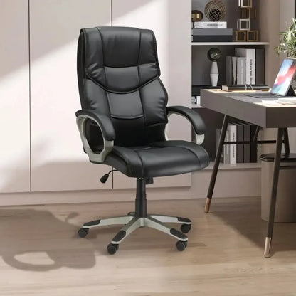 Executive Computer Office Desk Chair High Back Faux Leather Swivel Chair - Ergo Heights