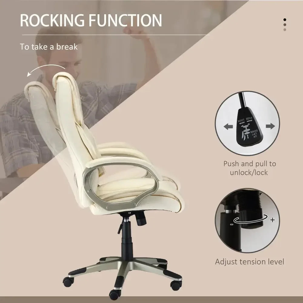 Executive Computer Office Desk Chair High Back Faux Leather Swivel Chair - Ergo Heights
