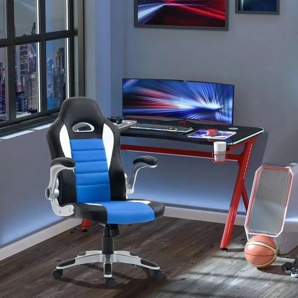Racing Gaming Chair Height Adjustable Swivel Chair with Flip up Armrests - Ergo Heights