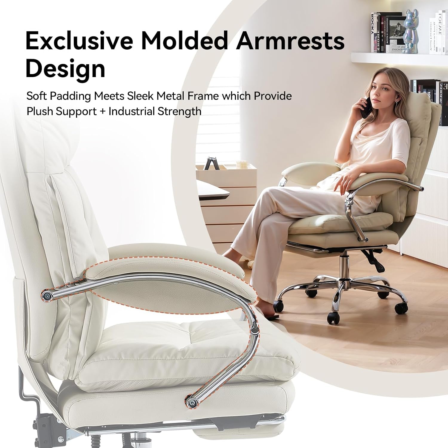 Office Chair with Footrest Reclining Desk Chair with Lumbar Support