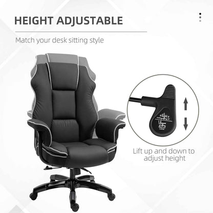 Black PU Executive Office Chair with Recline & Style - Ergo Heights