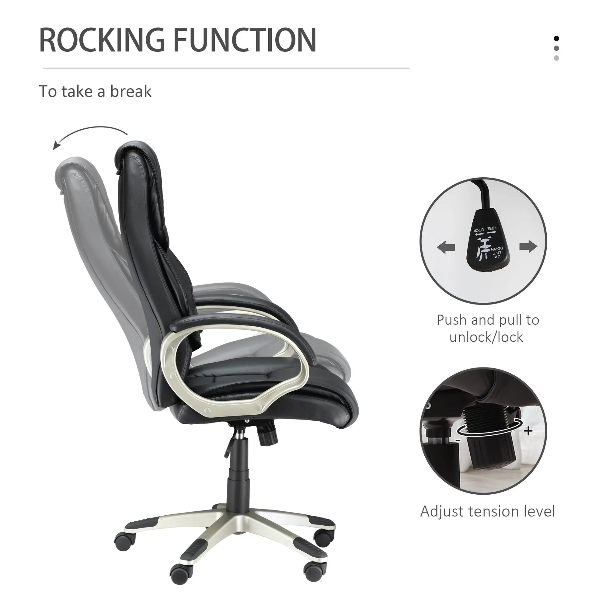 Executive Computer Office Desk Chair High Back Faux Leather Swivel Chair
