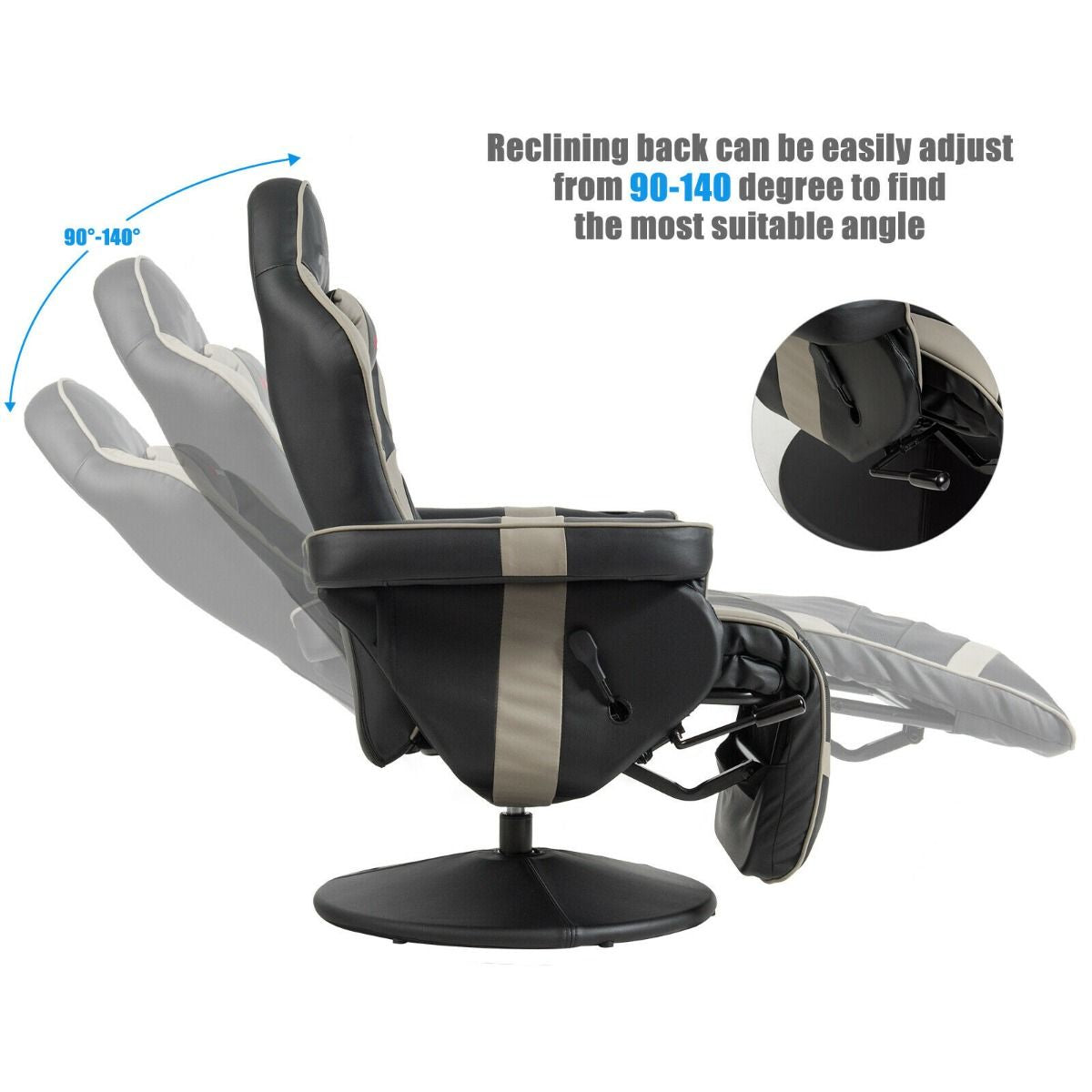 Electric Massage Gaming Chair with Cup Holder and Side Pouch