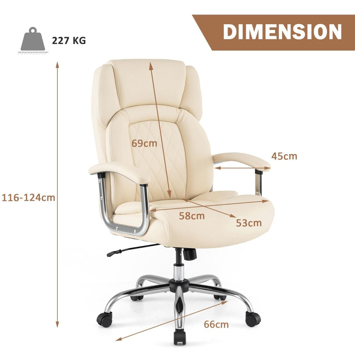 Leather Office Chair with Rocking Mode and Armrests