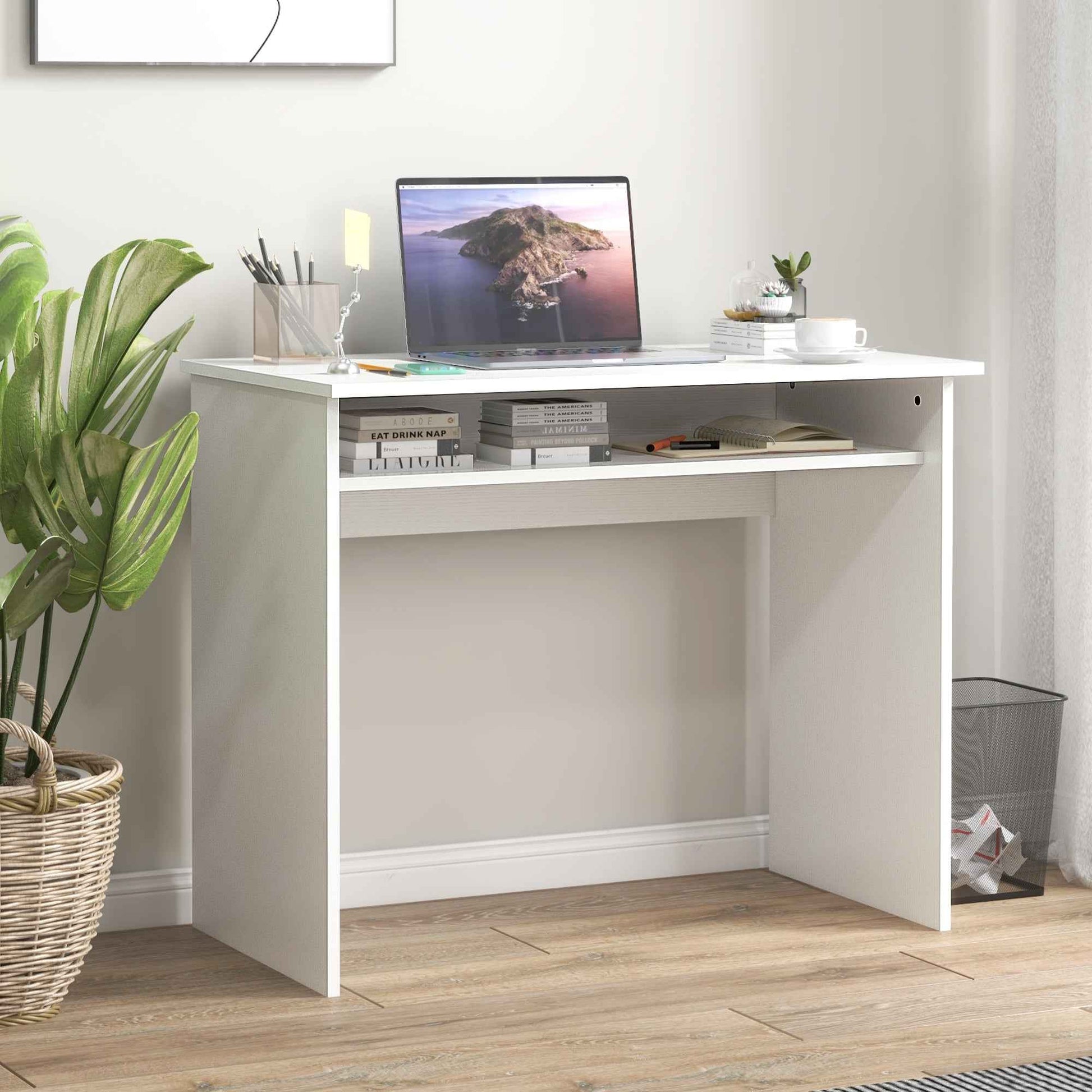 Writing Desk Laptop Table Workstation with Shelf Home Office - Ergo Heights