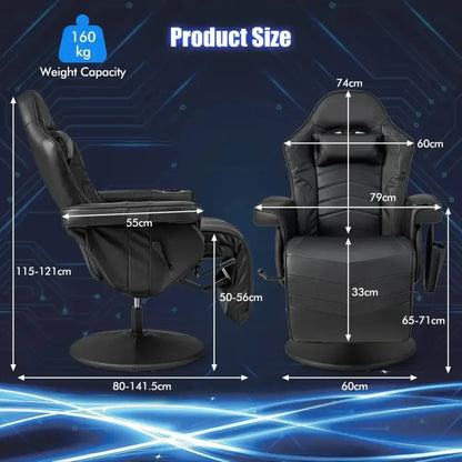 Electric Massage Gaming Chair with Cup Holder and Side Pouch - Ergo Heights