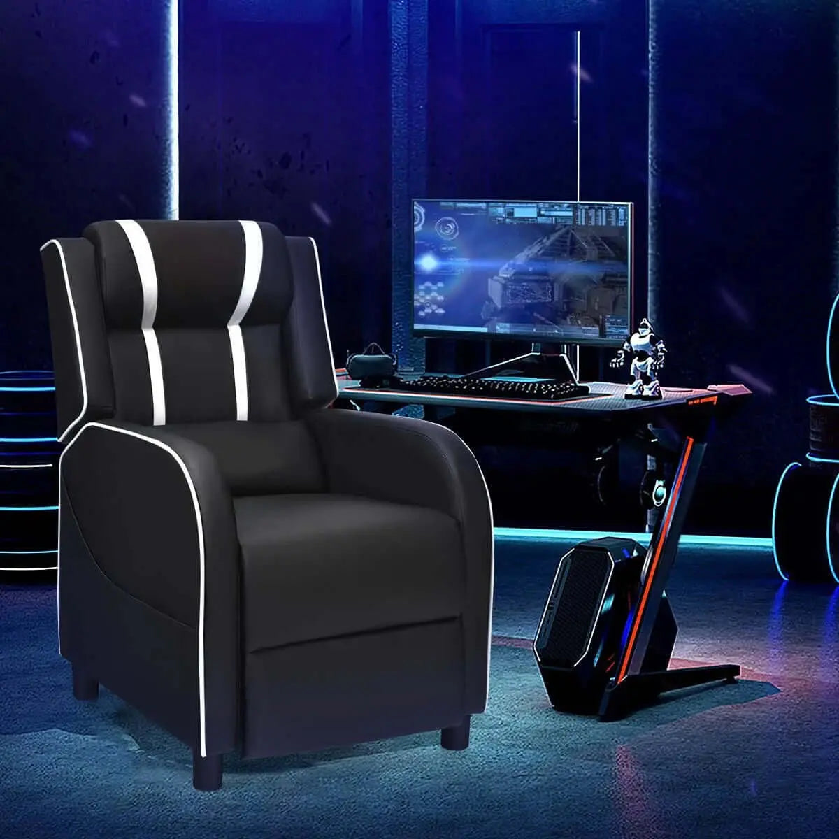 Adjustable Gaming Chair with Footrest Headrest and Lumbar Support