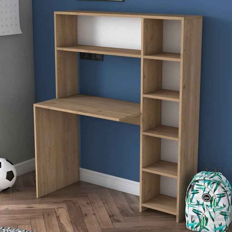Desk Dghin, Multipurpose Desk, Office Table for PC, Work Plan, 113X40H142 Cm, Oak