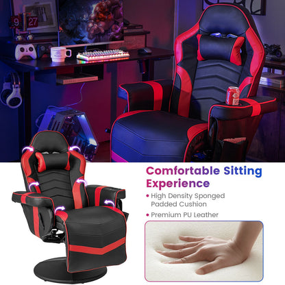 Electric Massage Gaming Chair with Cup Holder and Side Pouch