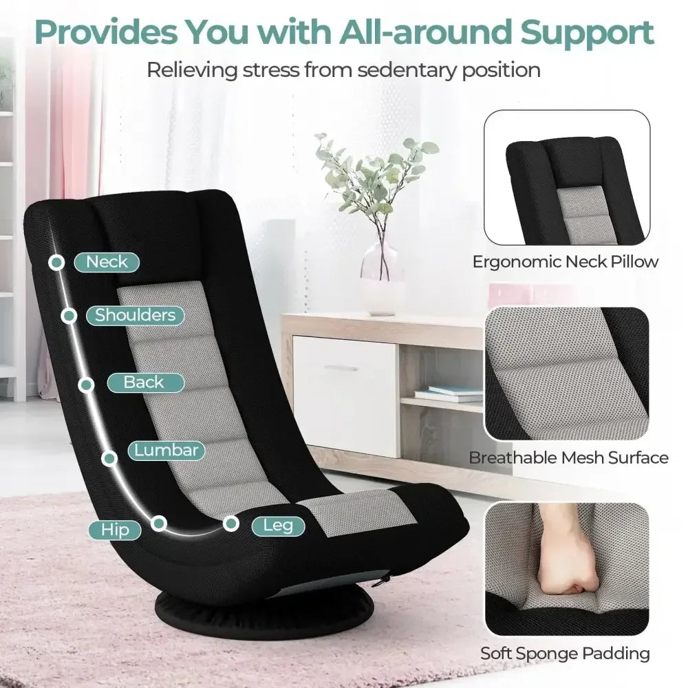 360 Swivel Gaming Chair Adjustable Folding Floor Sofa - Ergo Heights