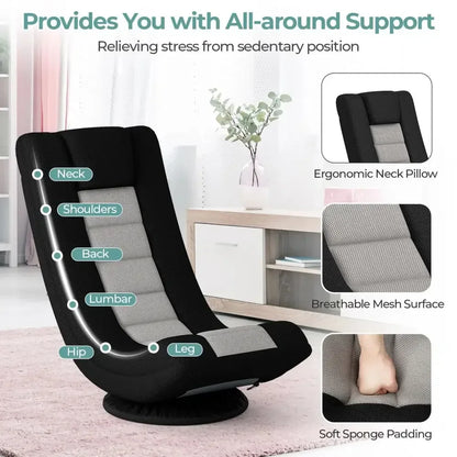 360 Swivel Gaming Chair Adjustable Folding Floor Sofa - Ergo Heights