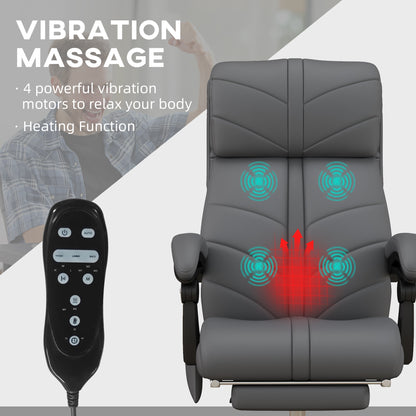 Office Chair with 4 Point Vibration Massage and Heat, Footrest, Light Grey