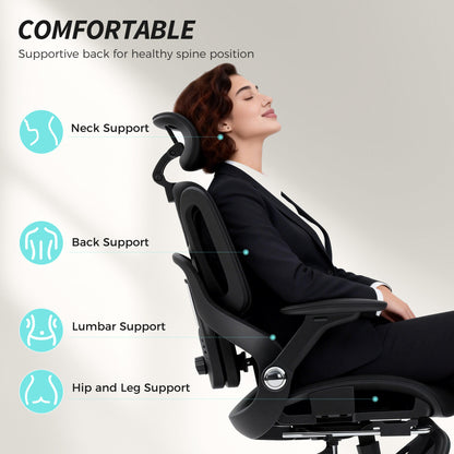 Ergonomic Office Chair with Separated Backrest, High Back Mesh Desk Chair