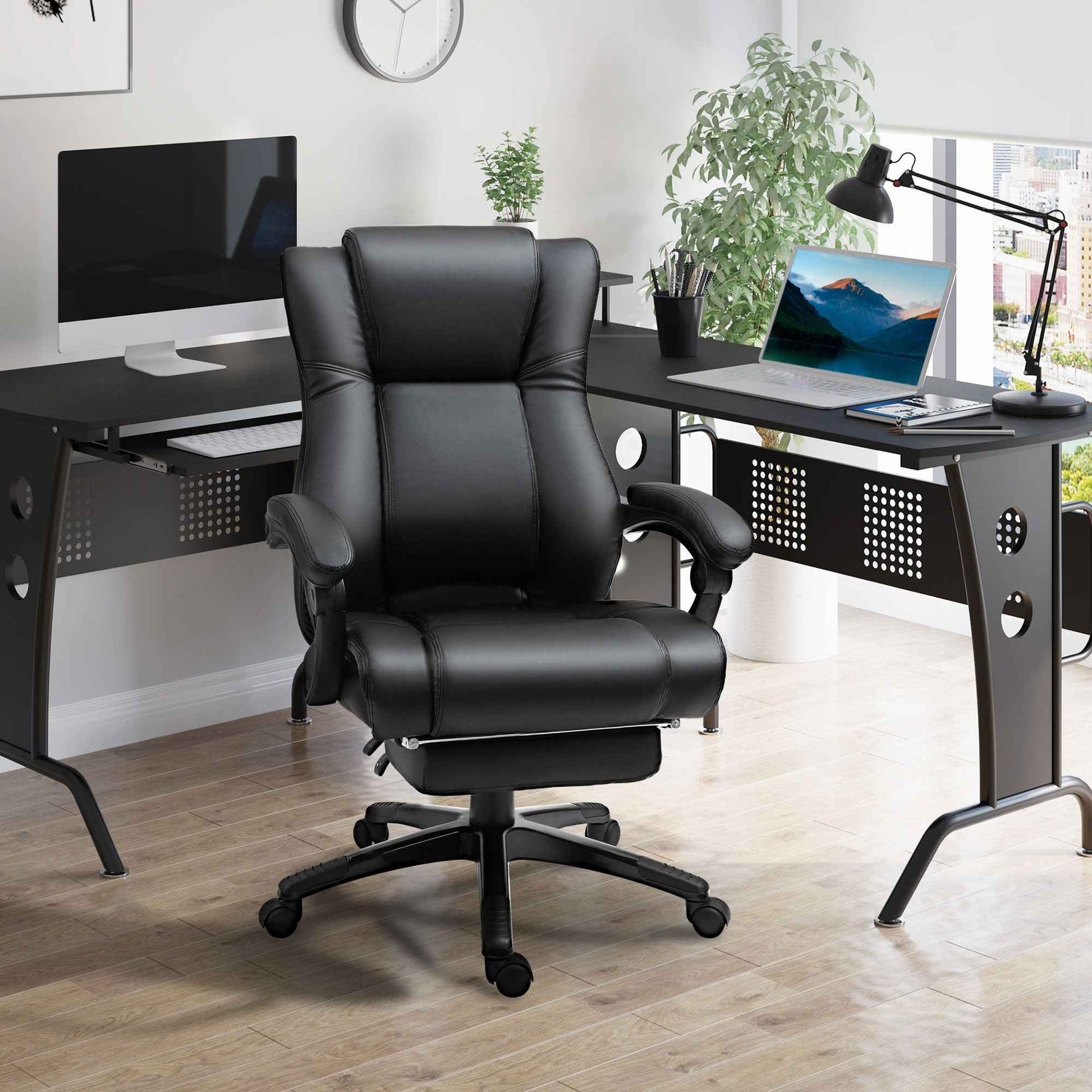 PU Leather Executive Office Chair with Foot Rest - Ergo Heights