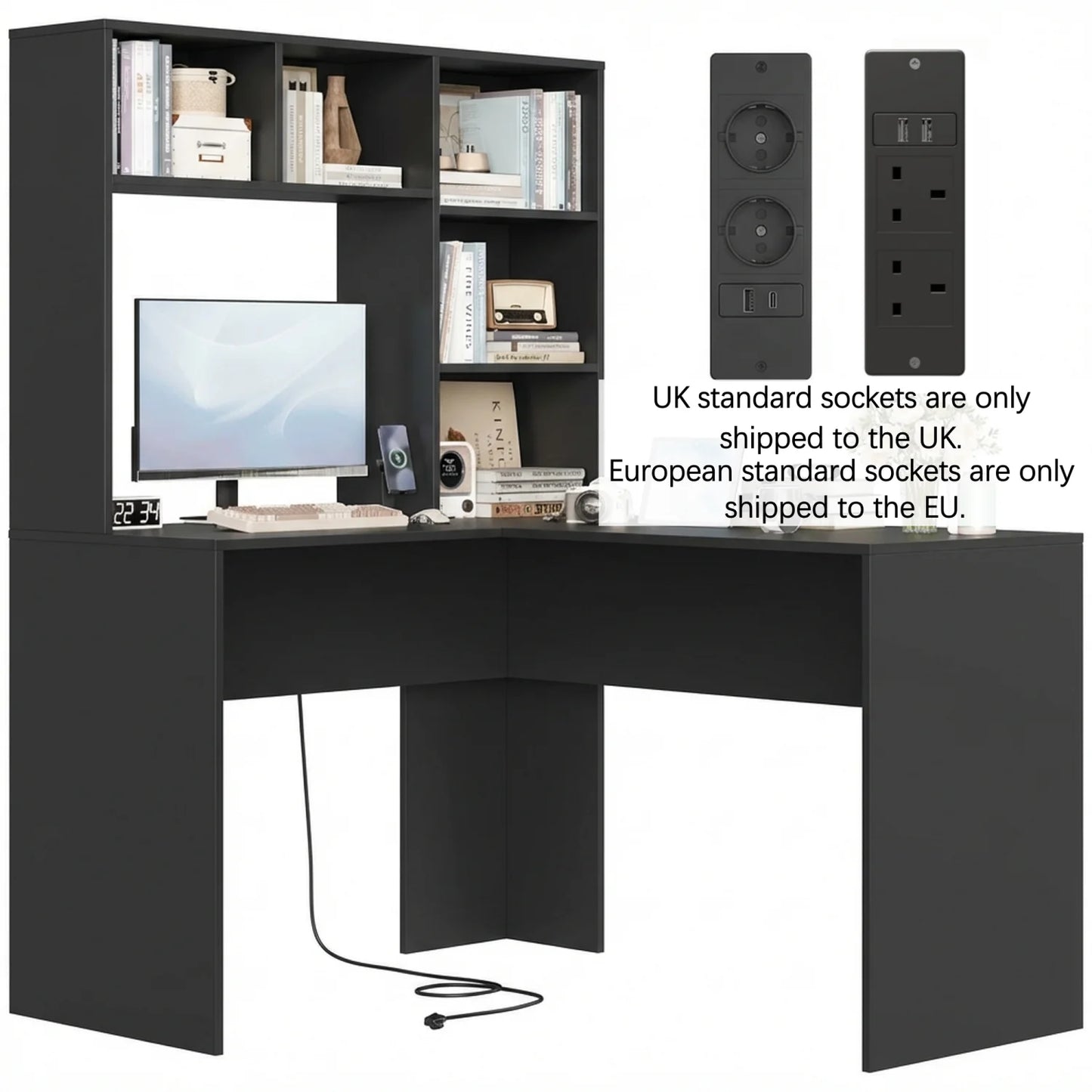 Desk Corner Desk White L Shaped Computer Table Office Table for Study Home Office 124.7X107.8X152.5 Cm