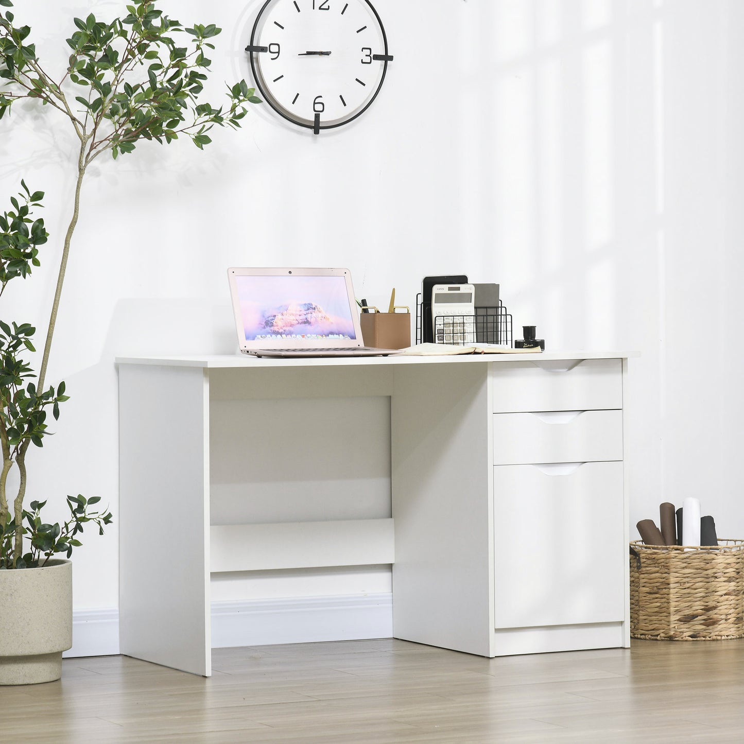 Computer Desk W/ Drawers Modern Writing Workstation for Home Office Study