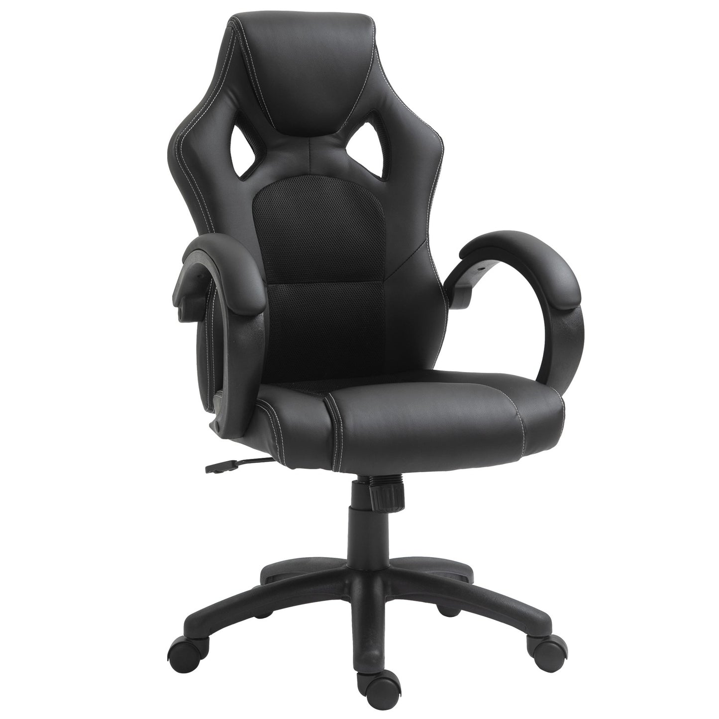 Vinsetto Racing Gaming Chair, PU Leather Swivel Office Gamer Chair Black
