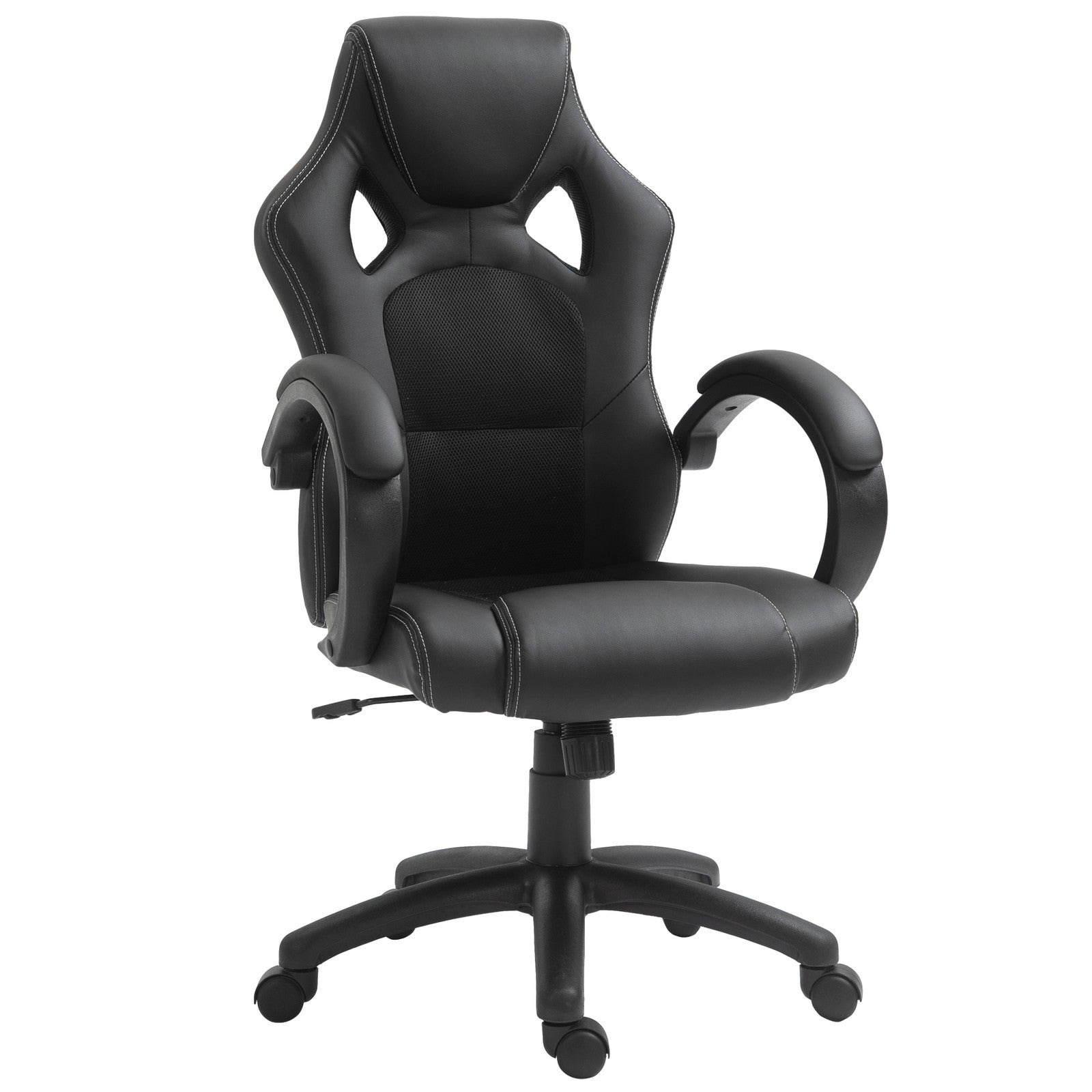 Vinsetto Racing Gaming Chair, PU Leather Swivel Office Gamer Chair Black