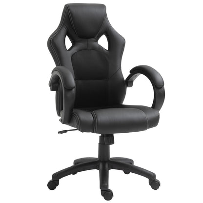 Vinsetto Racing Gaming Chair, PU Leather Swivel Office Gamer Chair Black