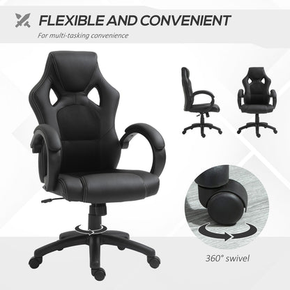 Vinsetto Racing Gaming Chair, PU Leather Swivel Office Gamer Chair Black