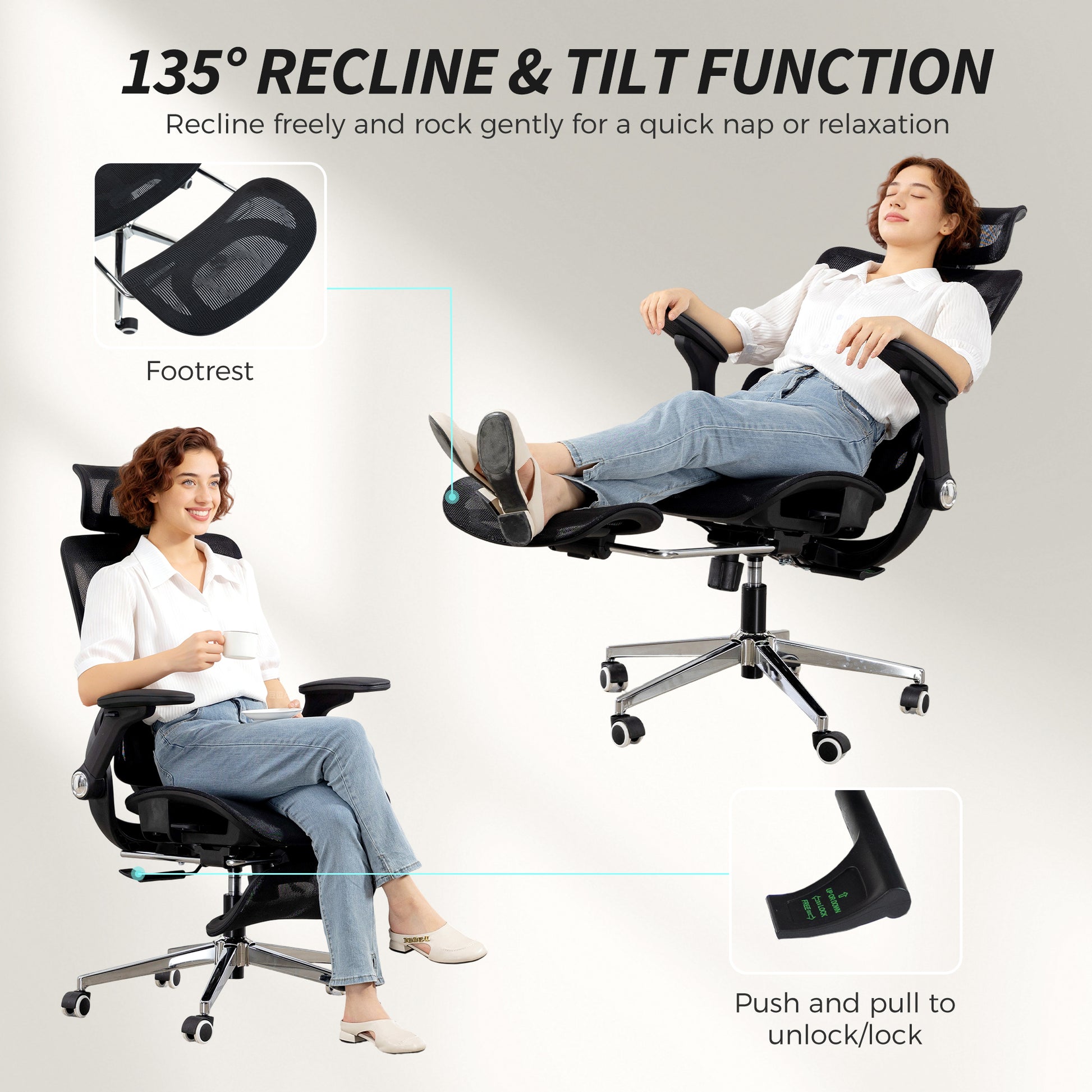 Ergonomic Office Chair with Separated Backrest, High Back Mesh Desk Chair