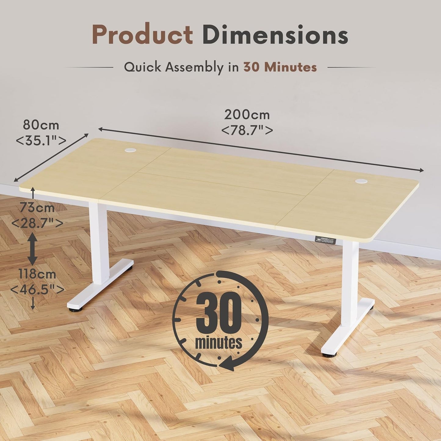 Electric Standing Desk 200 X 80Cm Height Adjustable Desk, Splice Board