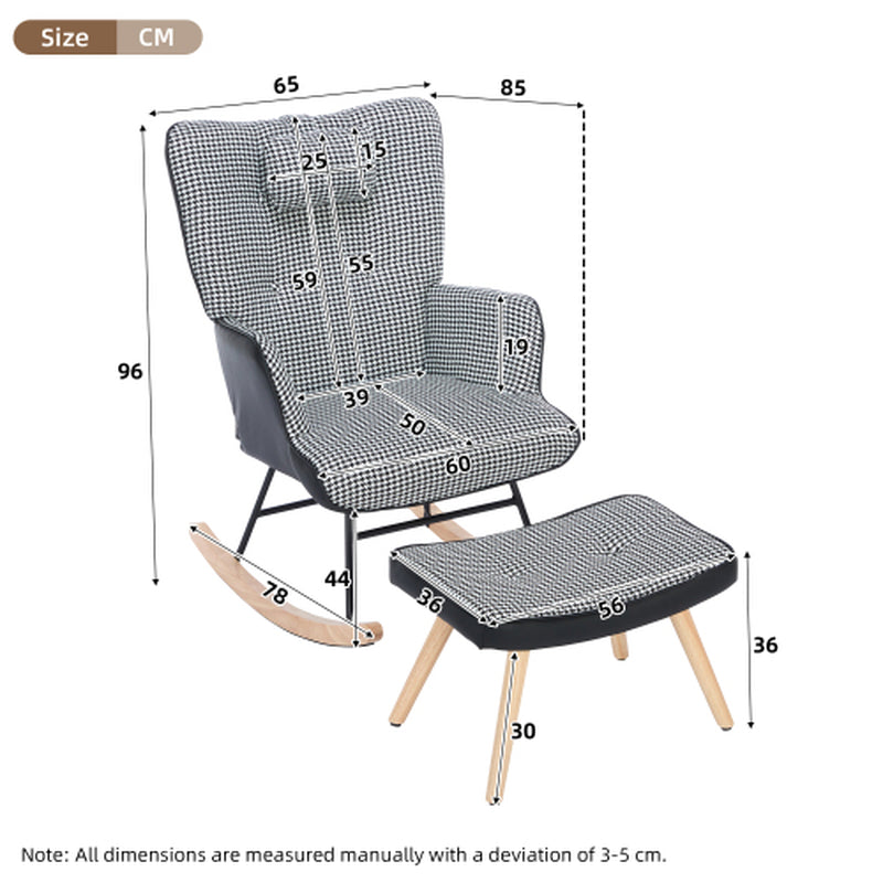 Rocking Chairs for Adults, Tteddy Rocking Chair Relaxing Recliner Chair with Solid Wood Legs High Back Lounge Chairs for Balcony Living Room Bedroom