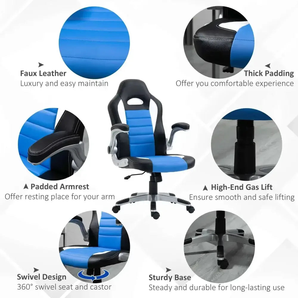 Racing Gaming Chair Height Adjustable Swivel Chair with Flip up Armrests - Ergo Heights