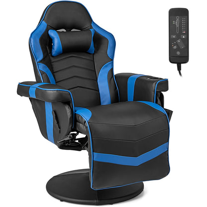 Electric Massage Gaming Chair with Cup Holder and Side Pouch