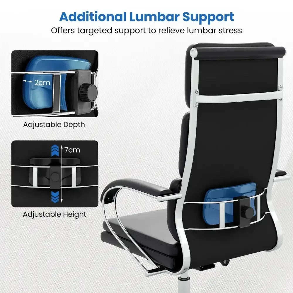 Executive Leather Chair with Ergonomic Comfort and Chrome Base - Ergo Heights