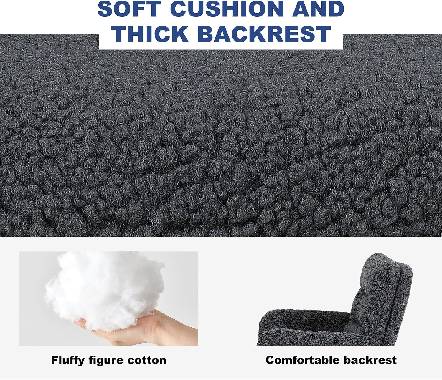 Office Chairs for Home, Faux Cashmere Desk Chair, Dark Grey