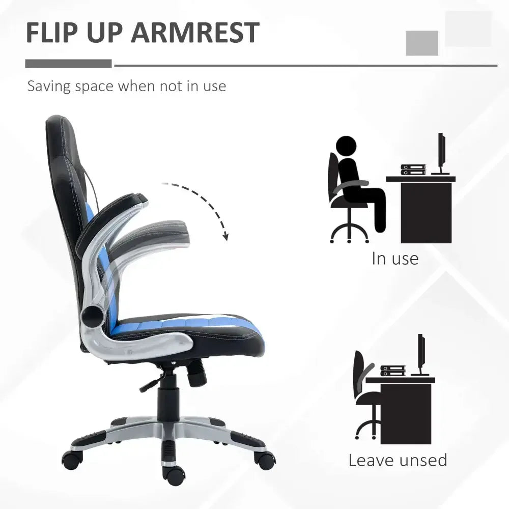 Racing Gaming Chair Height Adjustable Swivel Chair with Flip up Armrests - Ergo Heights