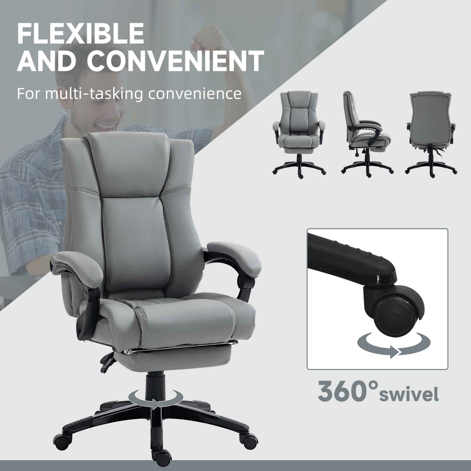 PU Leather Executive Office Chair with Foot Rest - Ergo Heights
